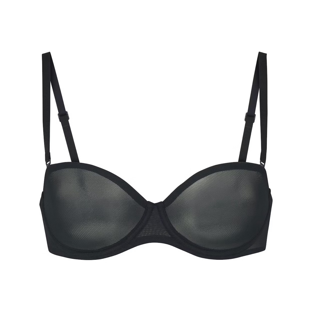 ULTRA FINE MESH STRAPLESS BRA | ONYX